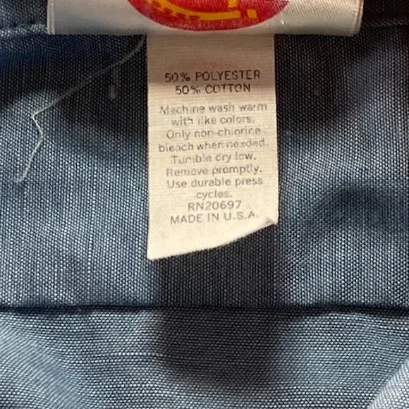 Dickies Button Down Shirt Mens Adult 17-17.5" Sleeve 34/35 Blue Long Sleeve USA - Picture 9 of 15